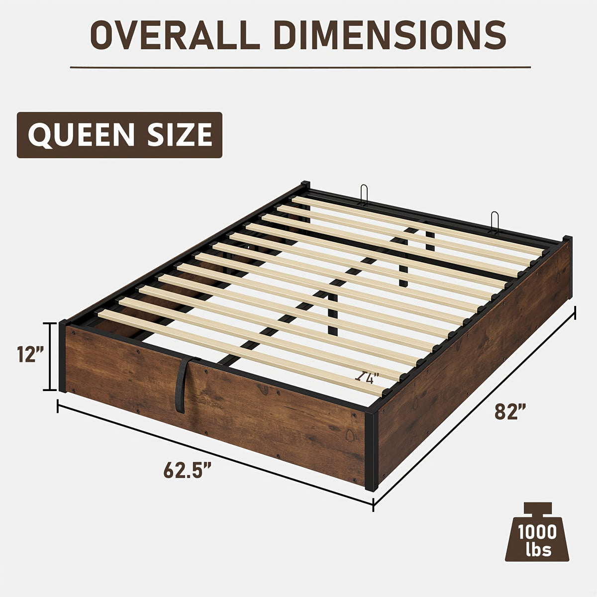 lift storage bed storage underneath wooden platform bed - Temu