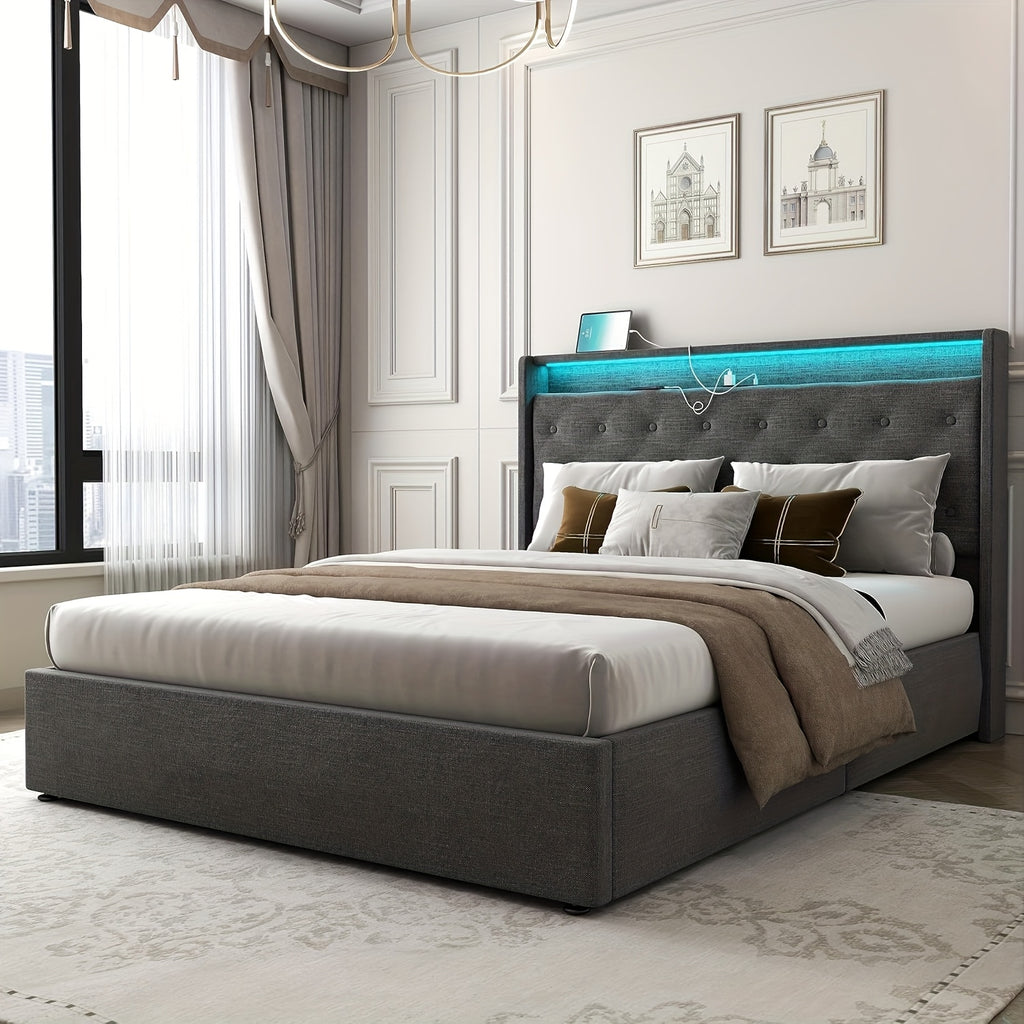 hydraulic lift upholstered bed frame   bed - Temu