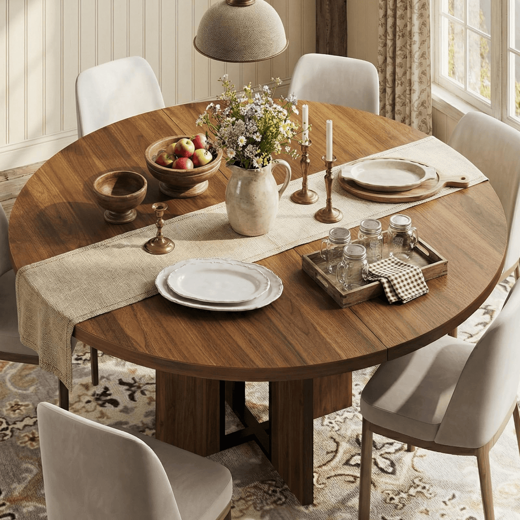 47 63 extendable round dining room table 4 8 farmhouse - Temu