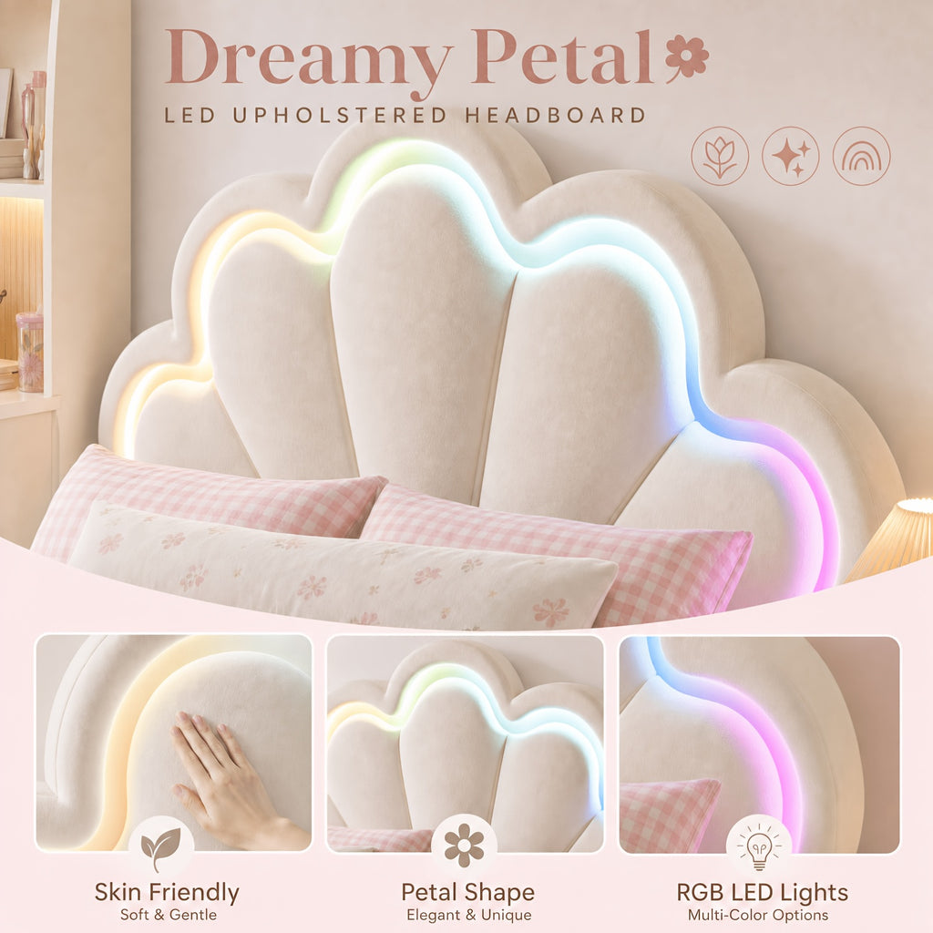 twin full queen size velvet princess petal bed frame - Temu