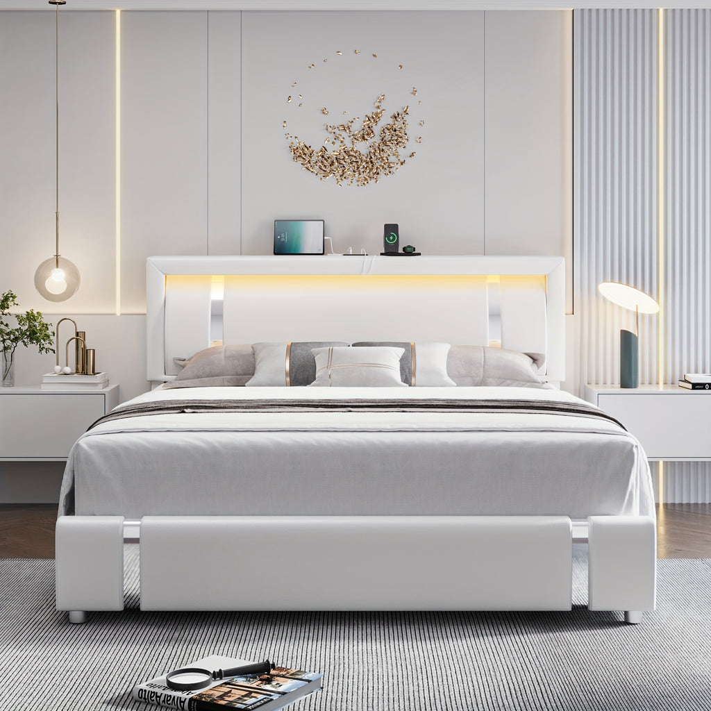 full size bed frame headboard storage drawers upholstered - Temu