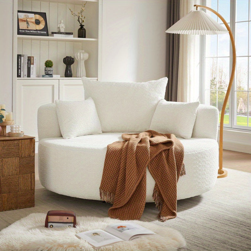 54 360 swivel   accent chair 3 pillows round sofa chair - Temu