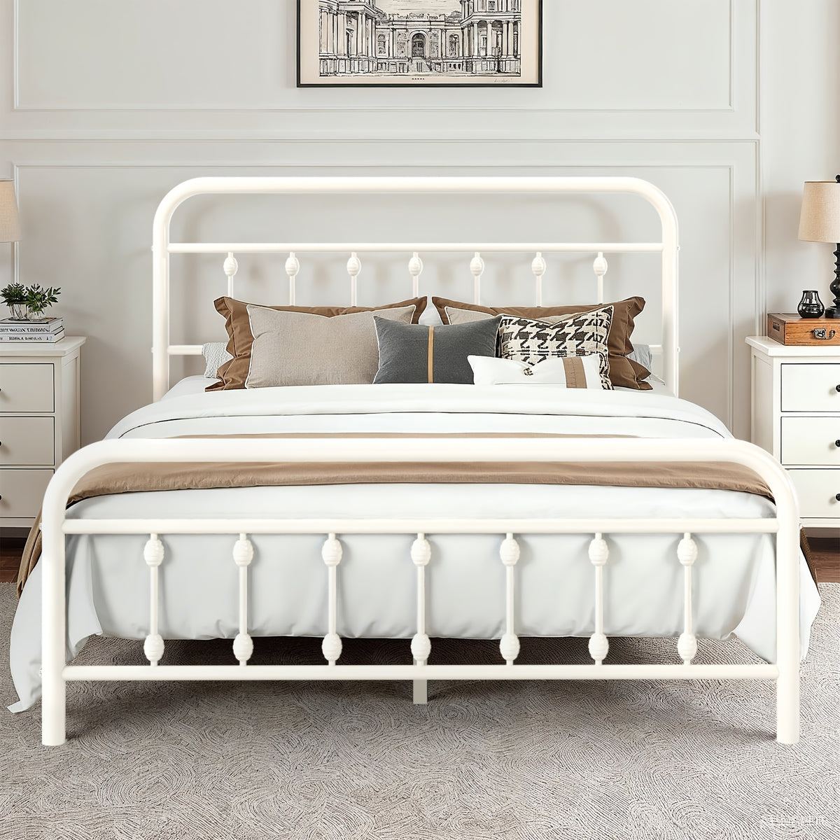 14 inch vintage metal bed frame iron headboard footboard - Temu
