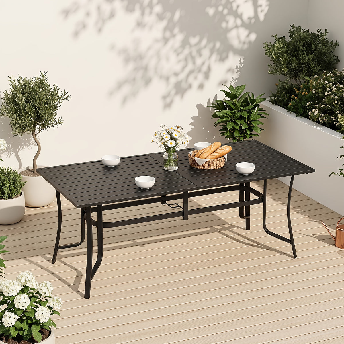 35 8 63 75 6 rectangular metal outdoor dining table weather - Temu
