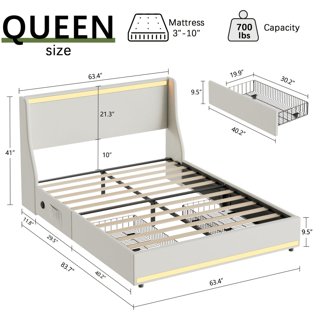 queen size bed frame storage drawers upholstered platform - Temu