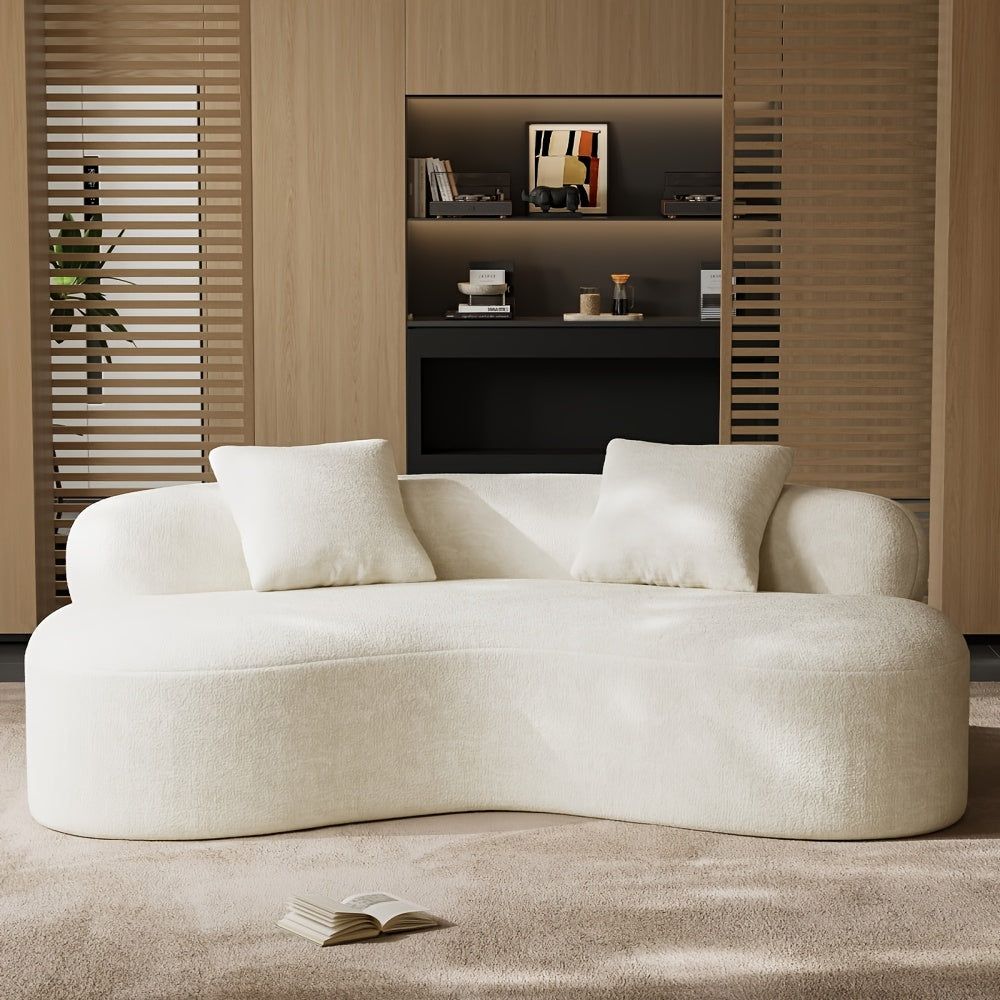 modern chenille compression curved sofa 2 throw pillows - Temu