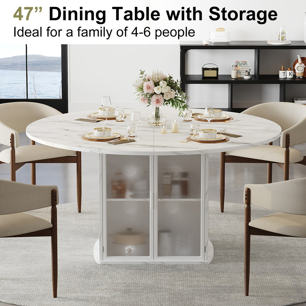 47 modern round dining table storage fridge space suitable 4 - Temu