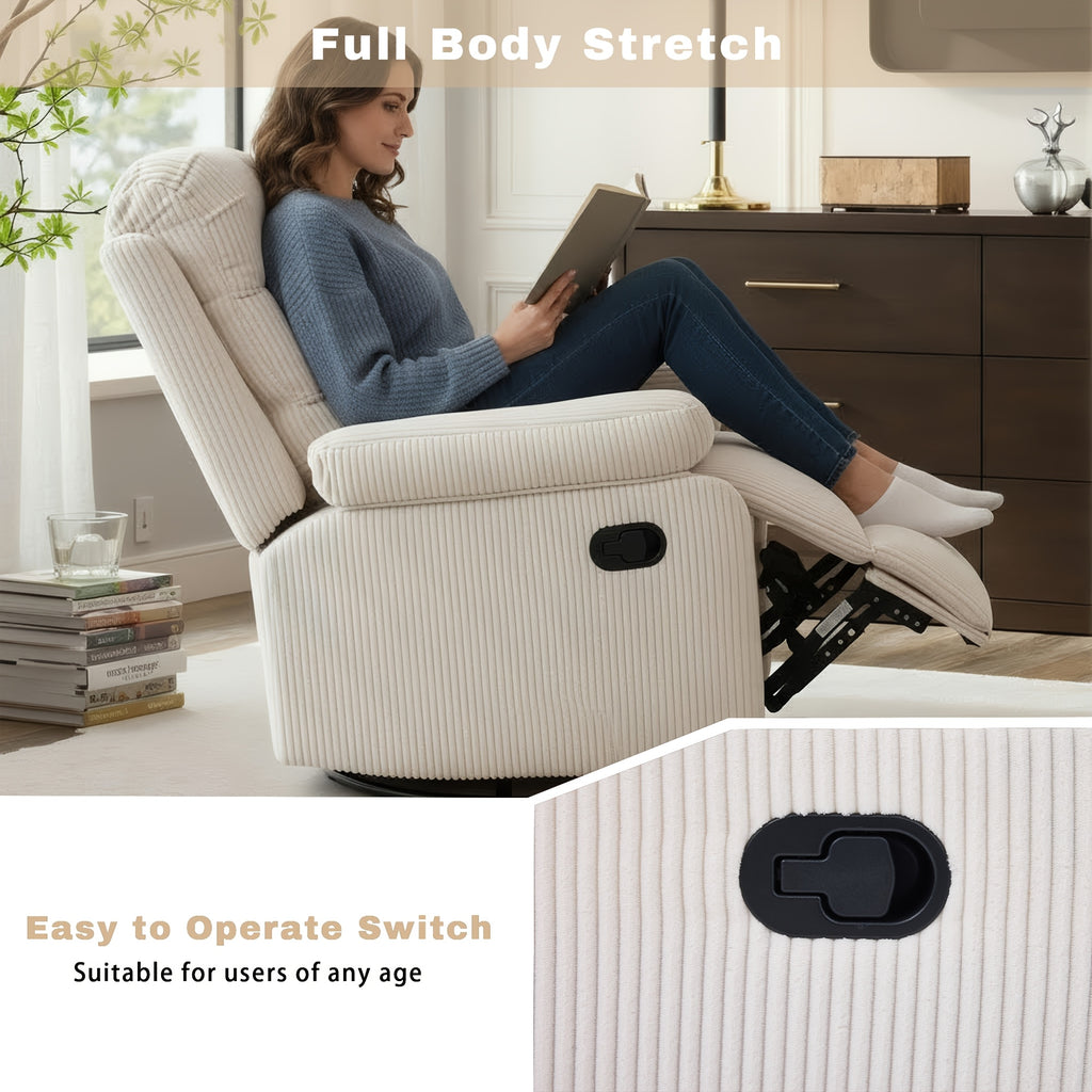 corduroy manual recliner chair high back plush single - Temu