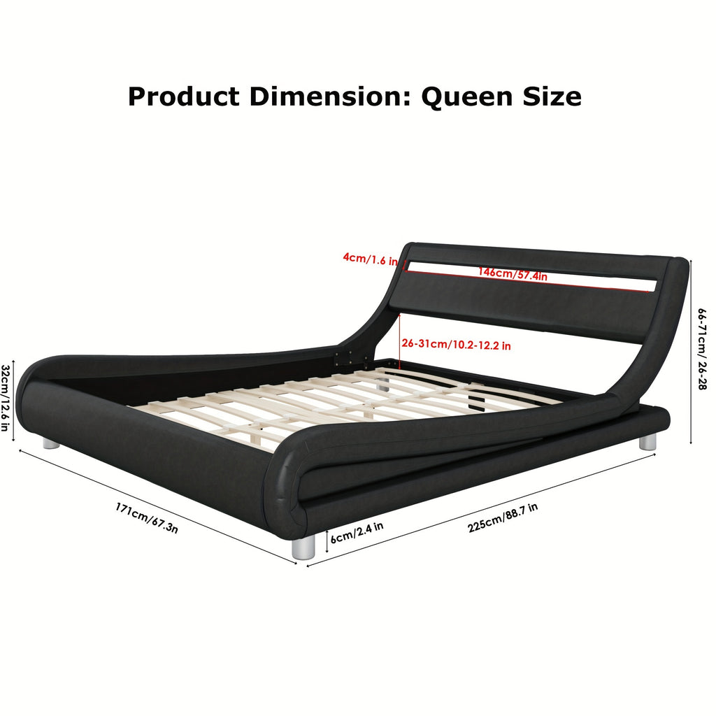 modern upholstered led bed frame adjustable headboard   - Temu