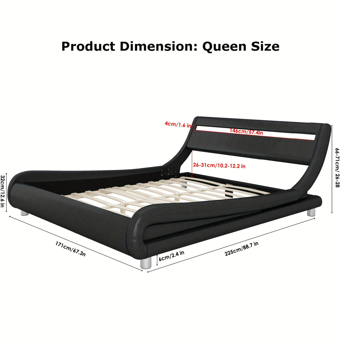 modern upholstered led bed frame adjustable headboard   - Temu