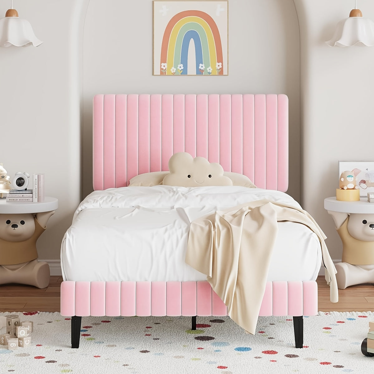 twin full queen king size bed frame velvet upholstered - Temu