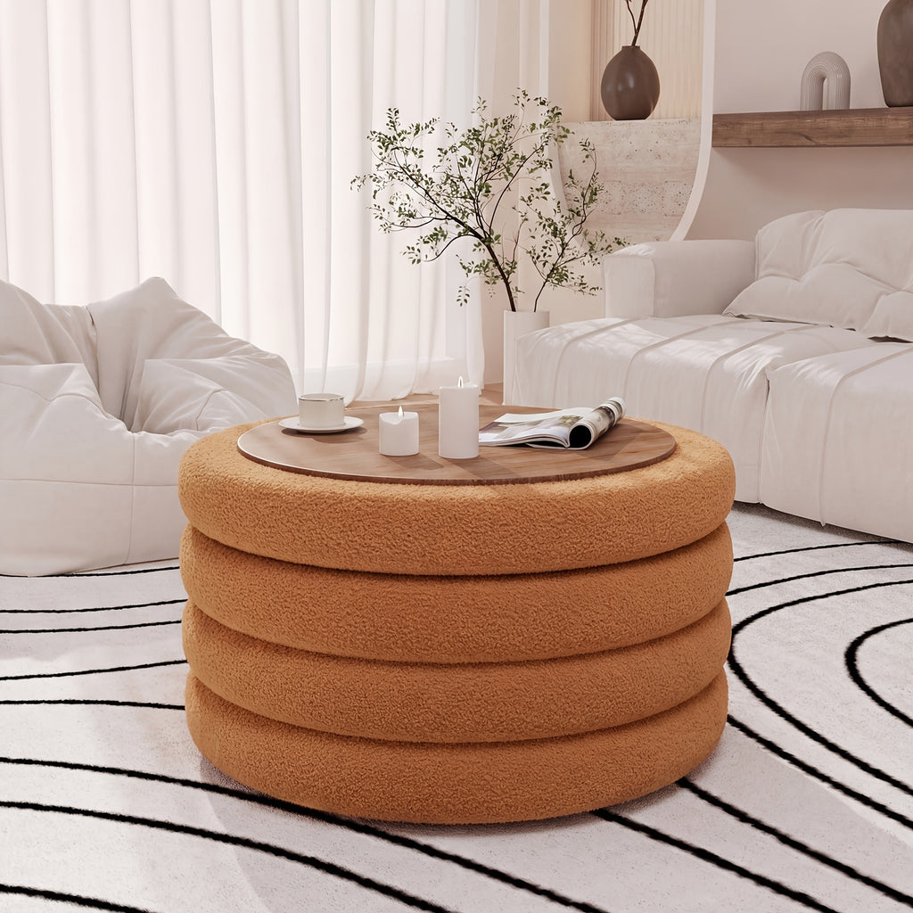 30 inch round   coffee table storage sherpa top large - Temu