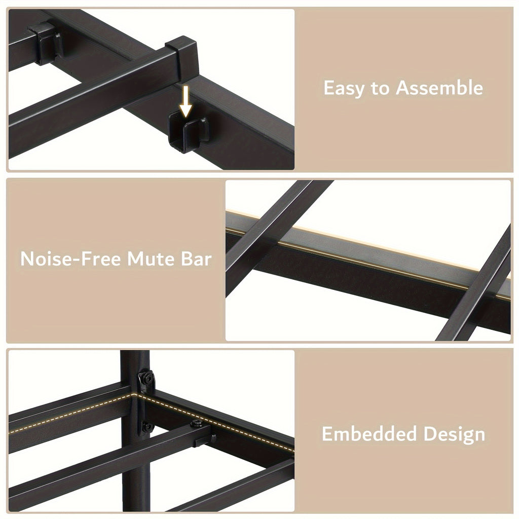 metal bed frame platform bed frame faux leather - Temu