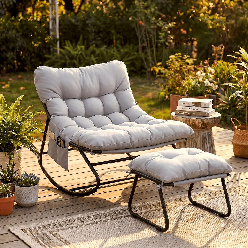 outdoor papasan rocking chair lounge chair cushion sturdy - Temu