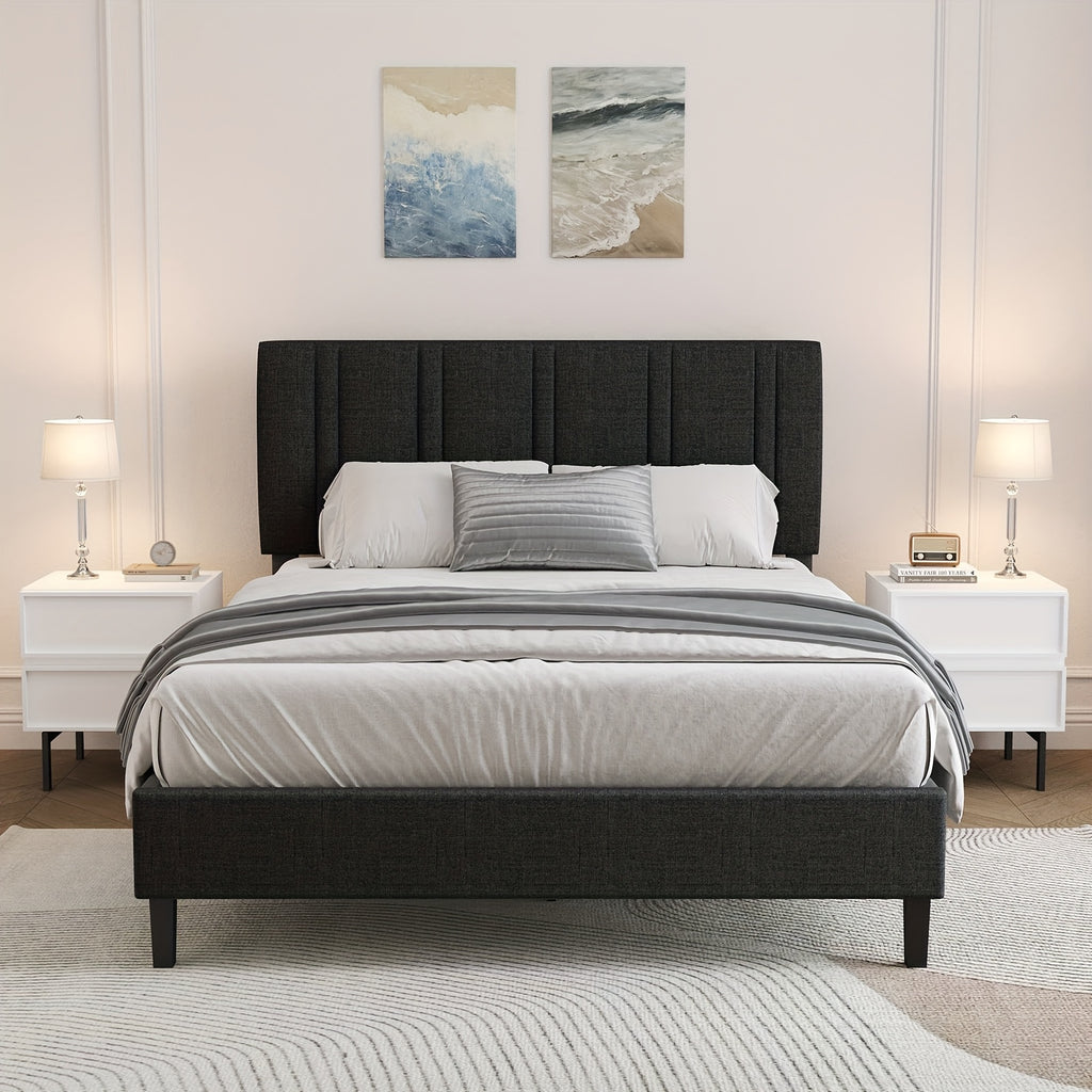 twin full queen size bed frame headboard sturdy wooden - Temu