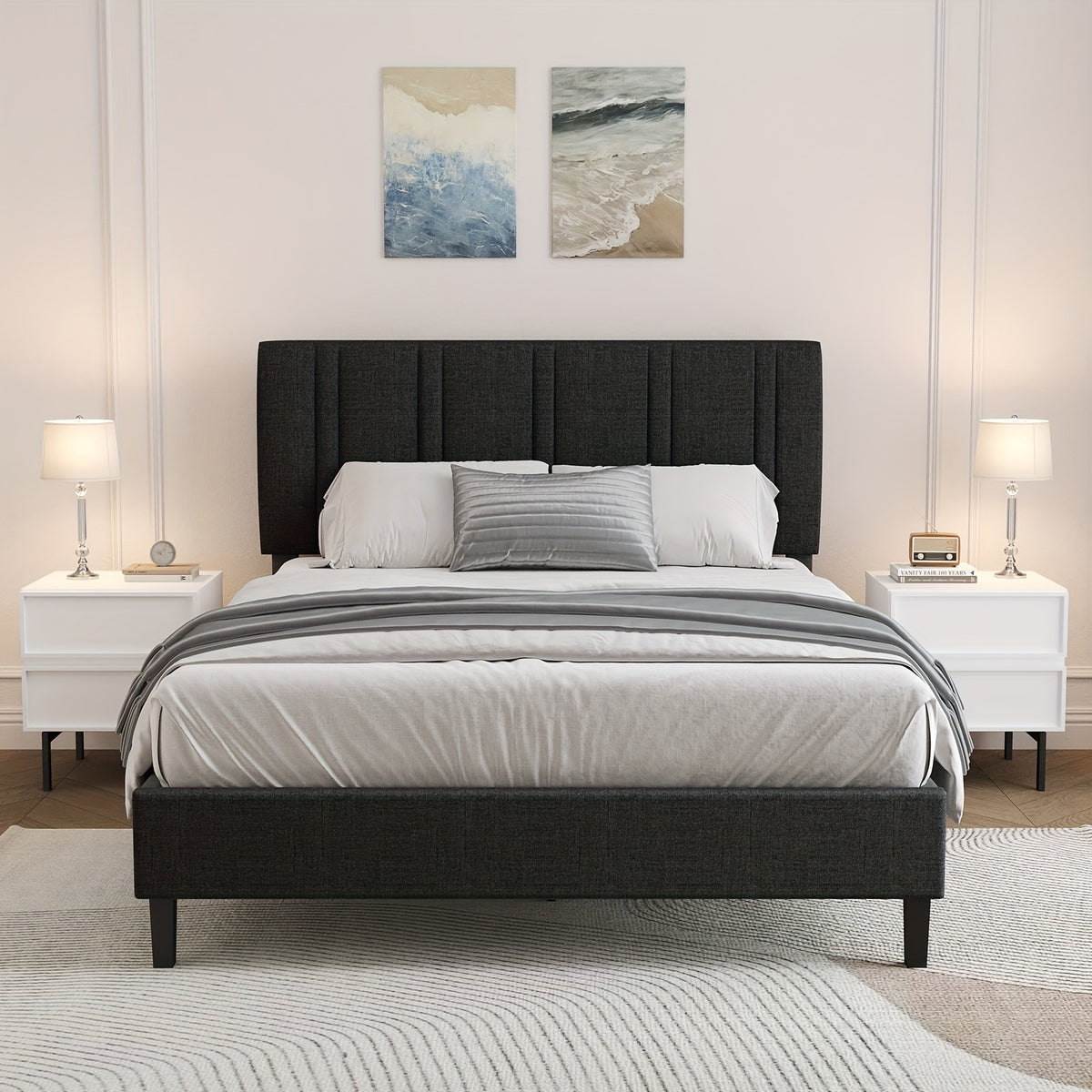 twin full queen size bed frame headboard sturdy wooden - Temu