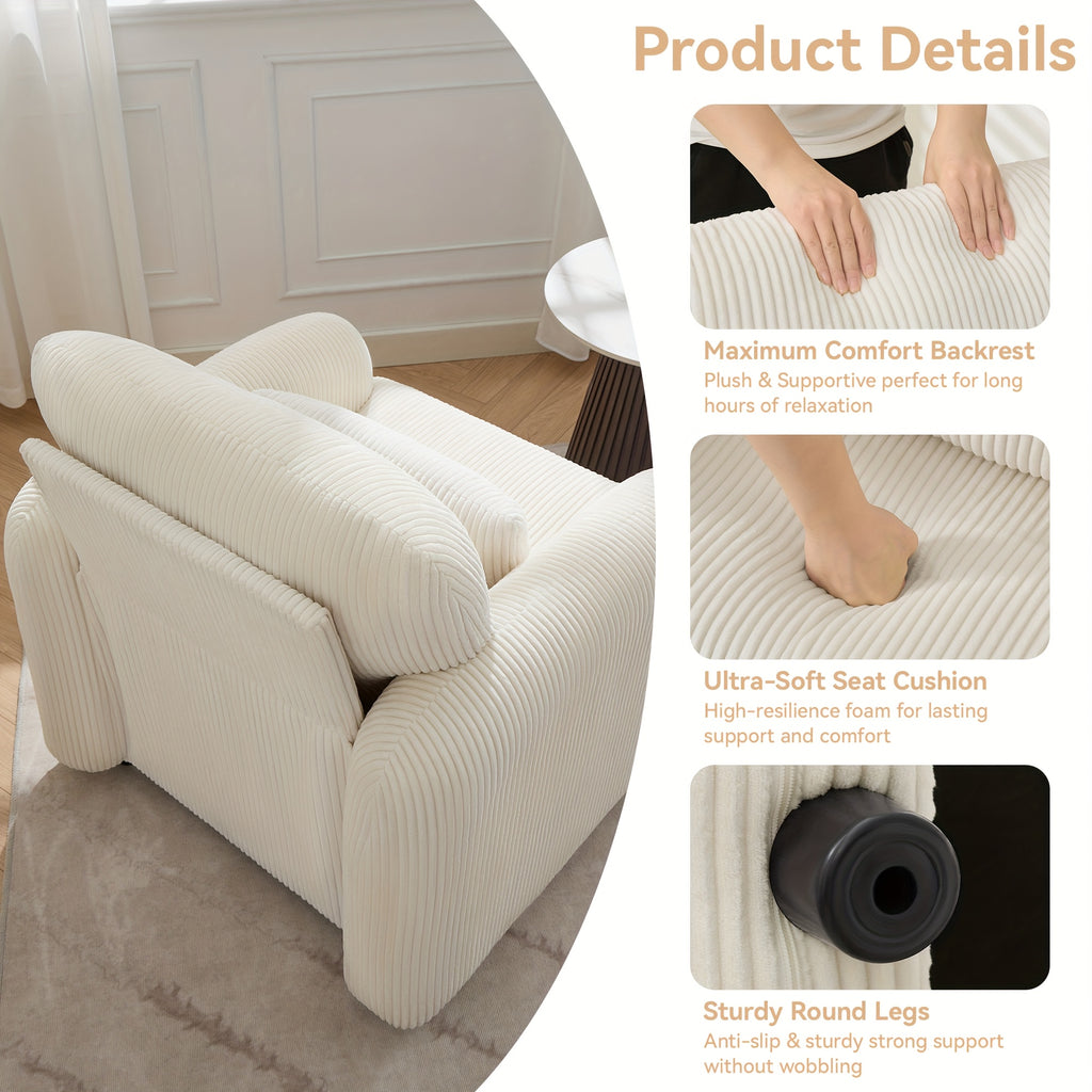 corduroy fabric accent chair modern upholstered living room - Temu