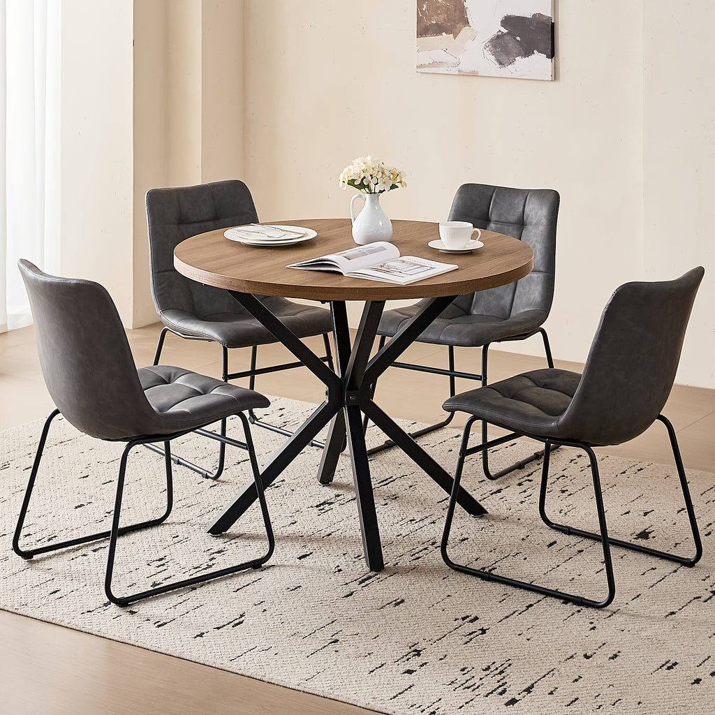 39 modern round 5pcs dining set natural wood grain - Temu