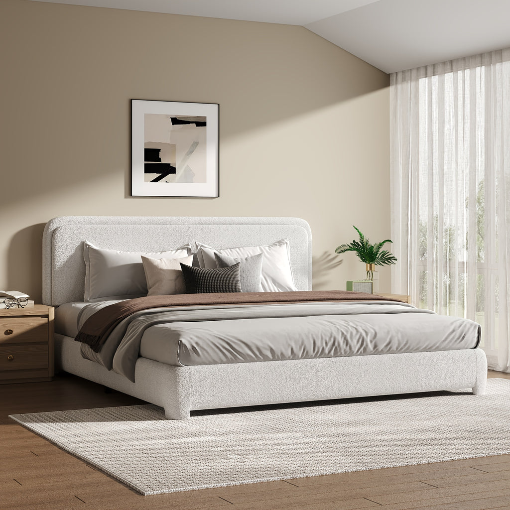 twin full   bed frame cloud boucle upholstered - Temu