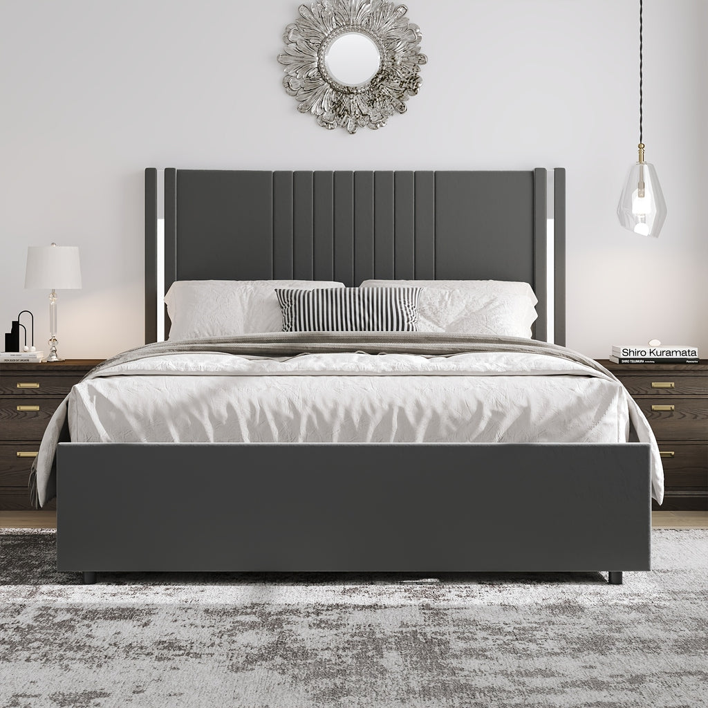 full queen king bed size frame velvet upholstered - Temu