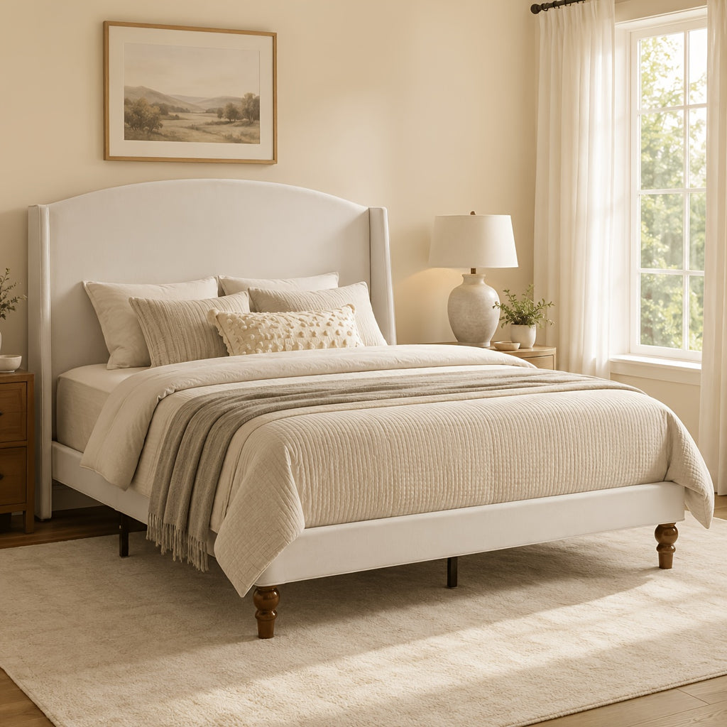 platform bed 51 2 tall wingback upholstered - Temu