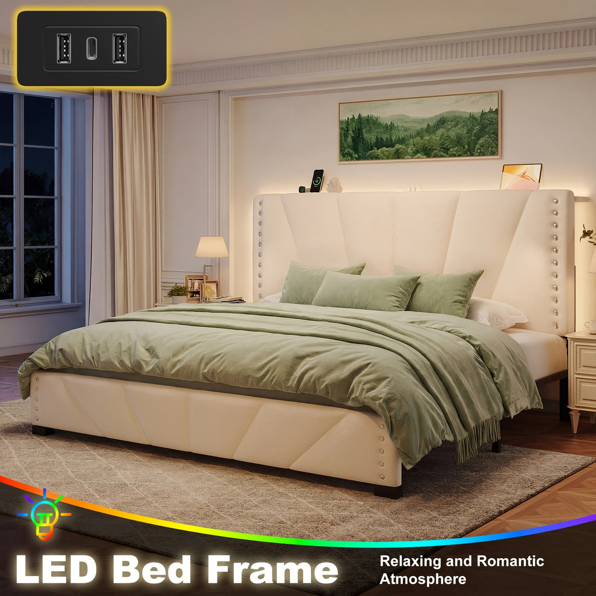 queen king size bed frame   storage modern bed frame - Temu
