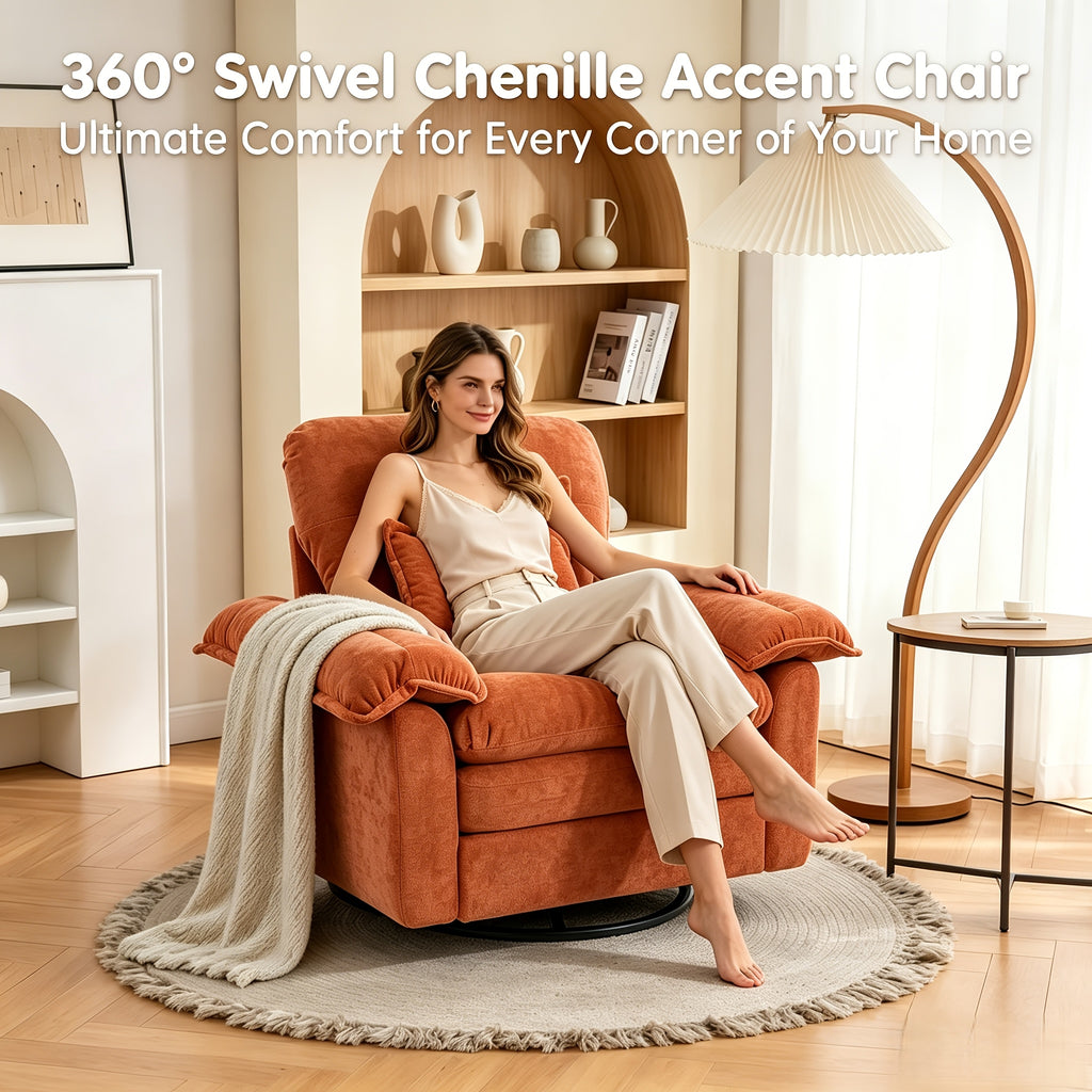 modern chenille swivel accent chair 360 rotation double - Temu