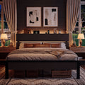 platform bed frame led lights charging station wooden - Temu