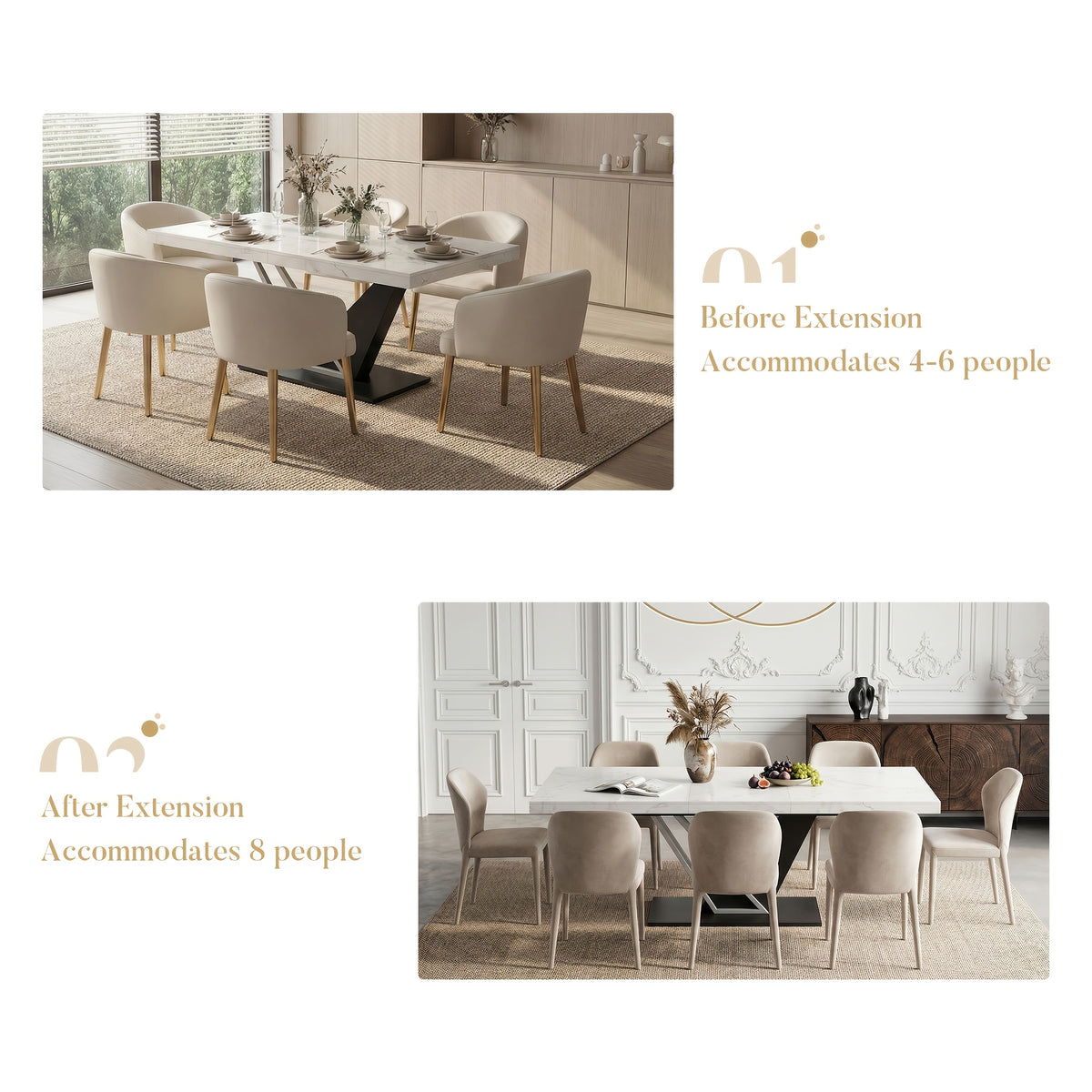 1 5 2m extendable dining table   look mdf top - Temu