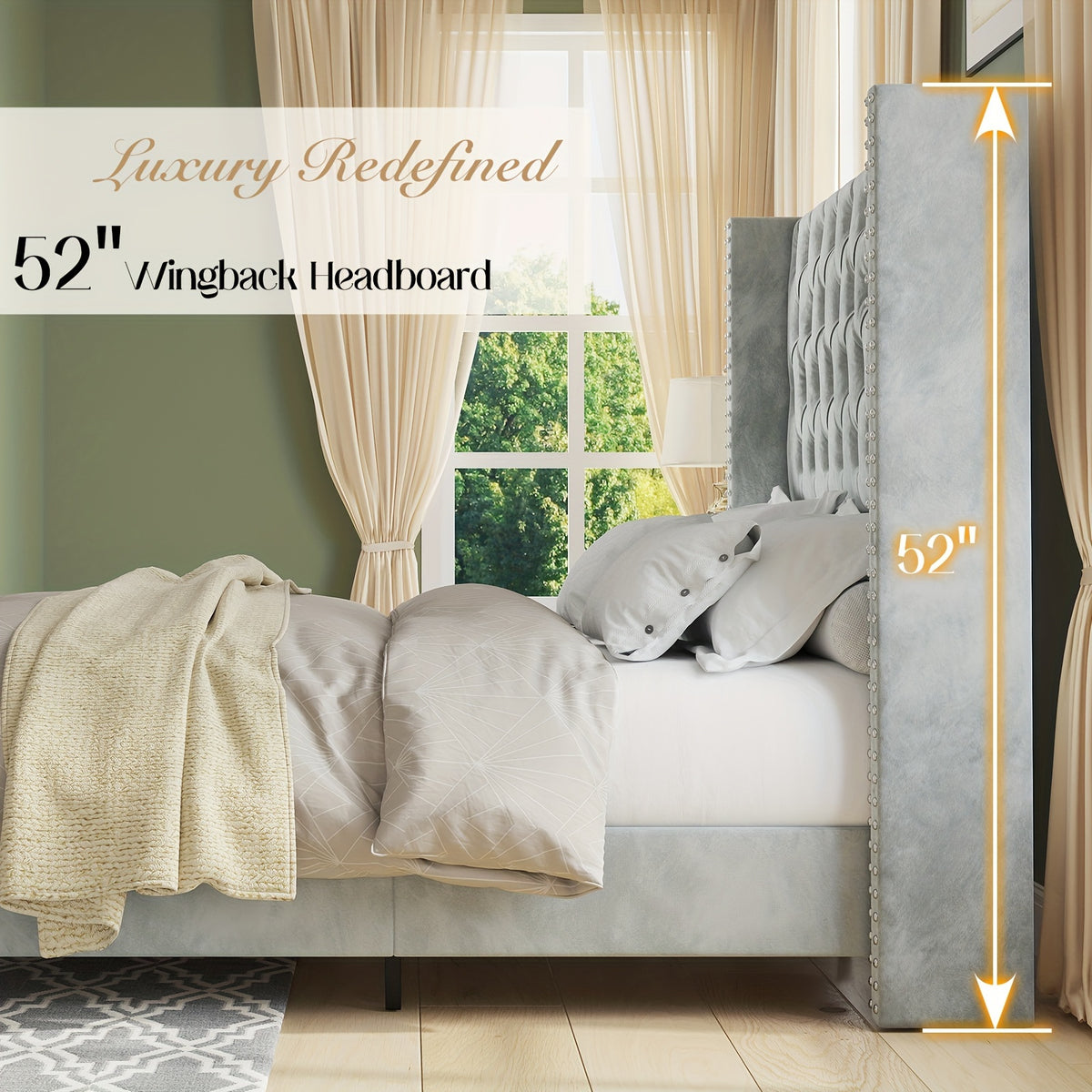 fabric bed   wingback headboard featuring - Temu