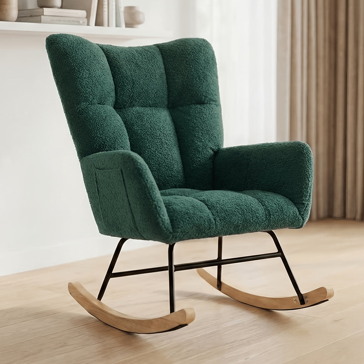 teddy upholstered rocking chair comfy glider rocker high - Temu