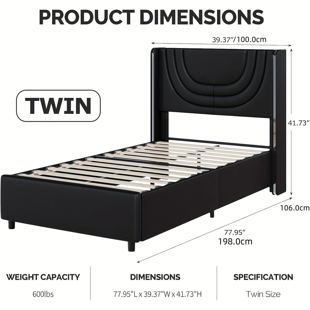 twin full queen size bed frame led lights faux leather - Temu
