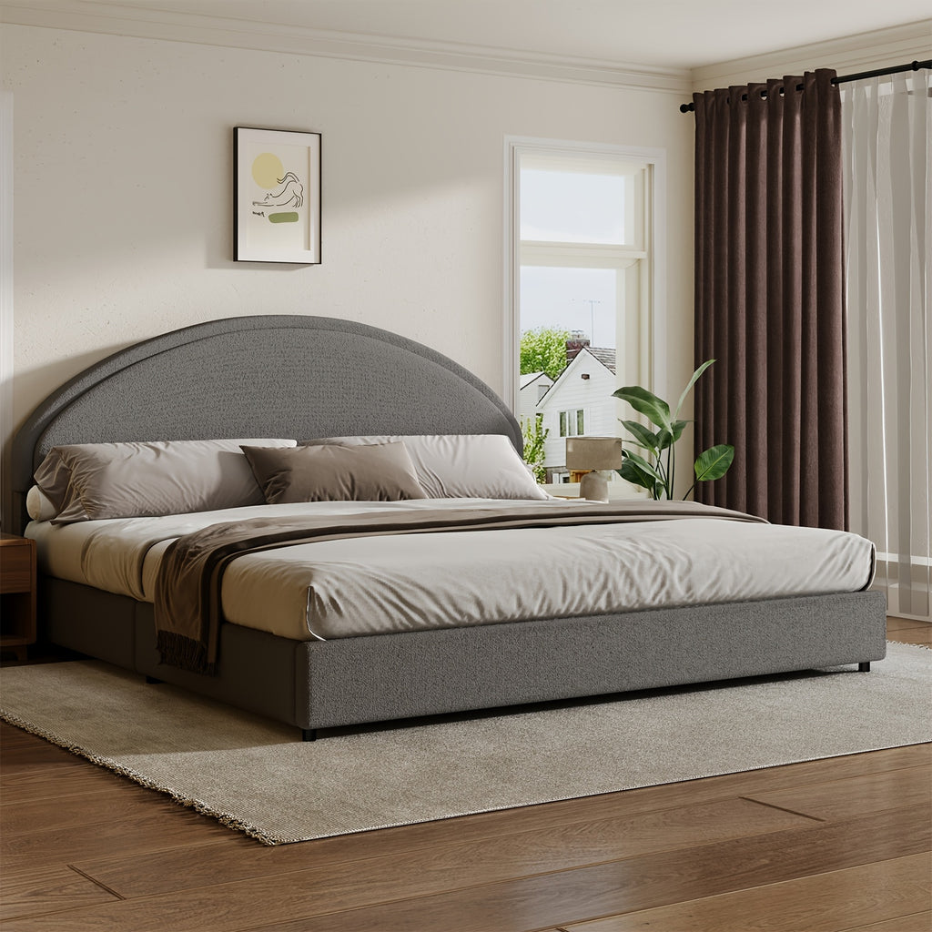 twin full queen king bed frame boucle upholstered headboard - Temu