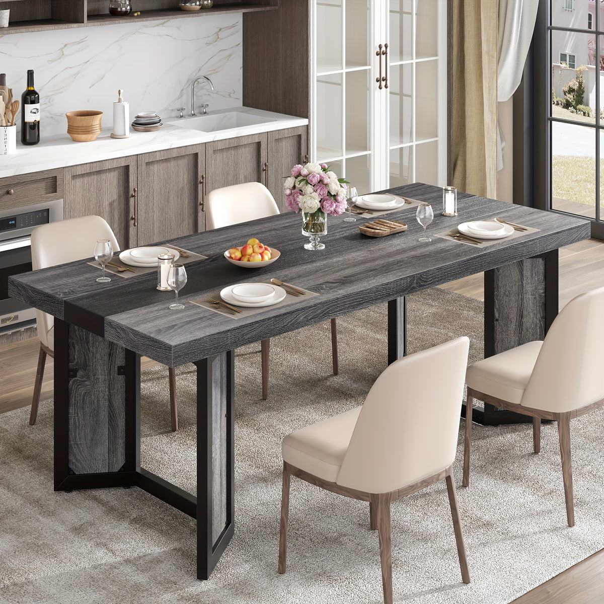 a   industrial dining table designed 6 8 individuals - Temu