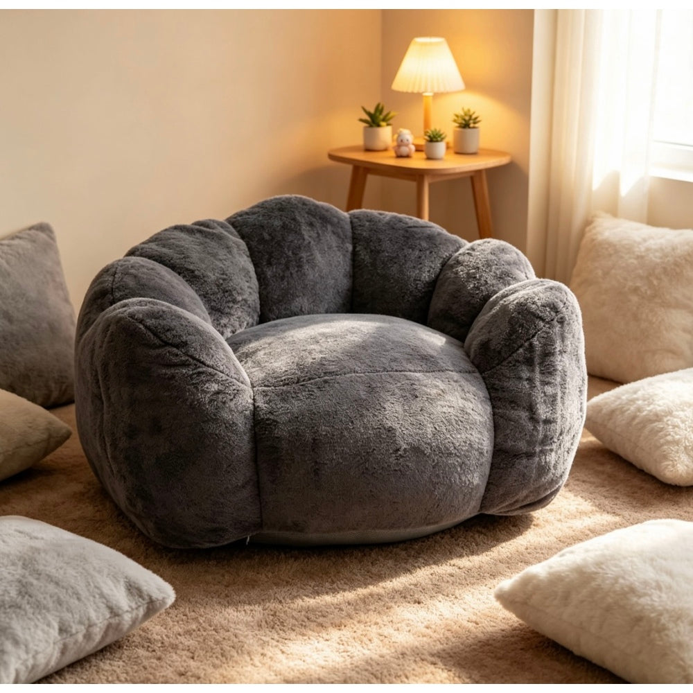 black comfortable lazy sofa chair artificial rabbit velvet - Temu
