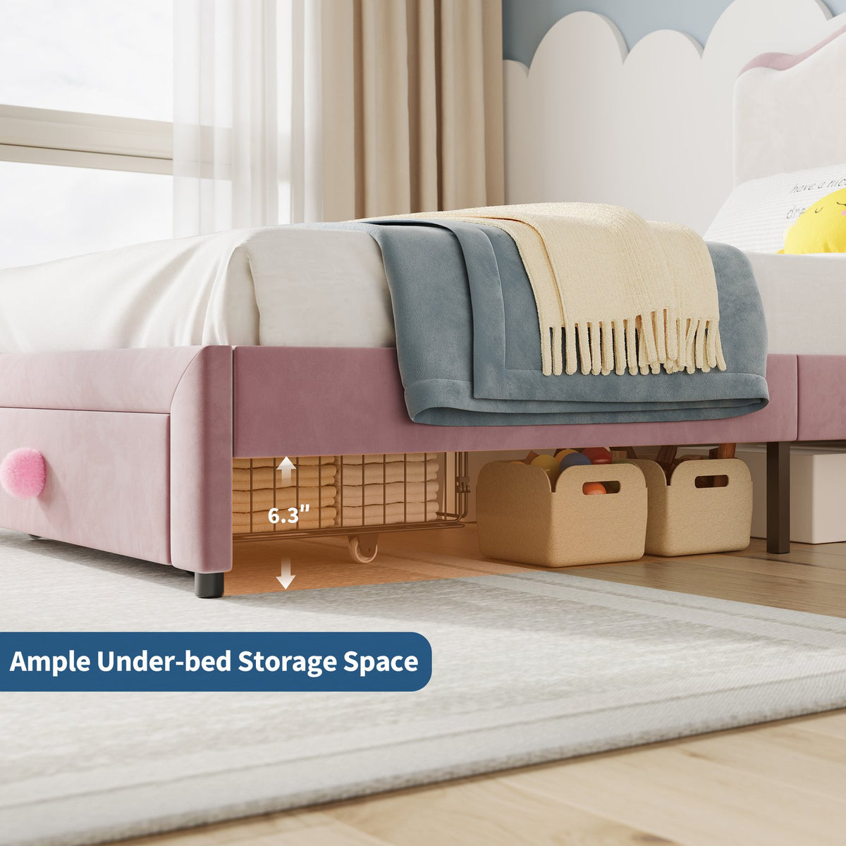 versatile scallop headboard twin bed frame storage drawer - Temu