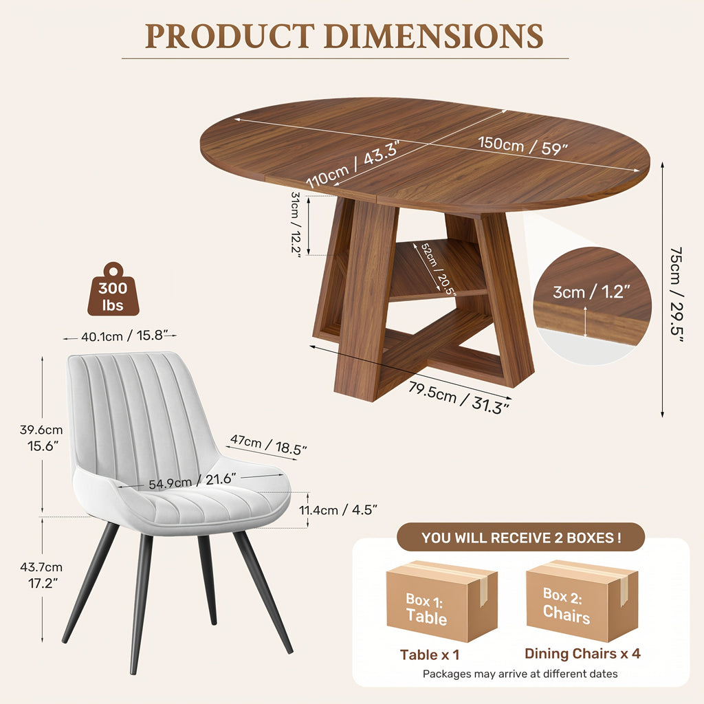 5pcs modern extendable oval dining table set suitable 4 - Temu