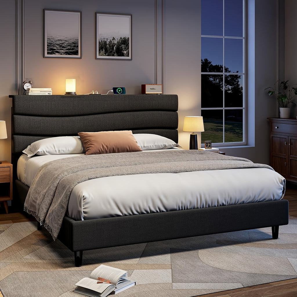 upholstered king queen full twin size bed frame - Temu
