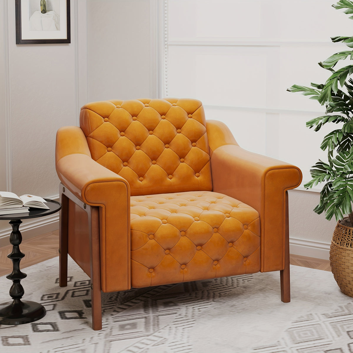 cozy accent chair faux leather modern living room chairs   - Temu