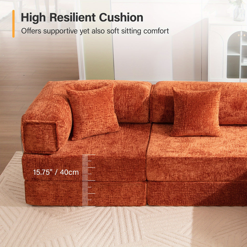 chenille oversized sleeper sofa couch, 170 inches extra long convertible 3-4 person pull-out sofa bed, sectional convertible corner sofa, combination spliced block sofa side table - furniture - Temu
