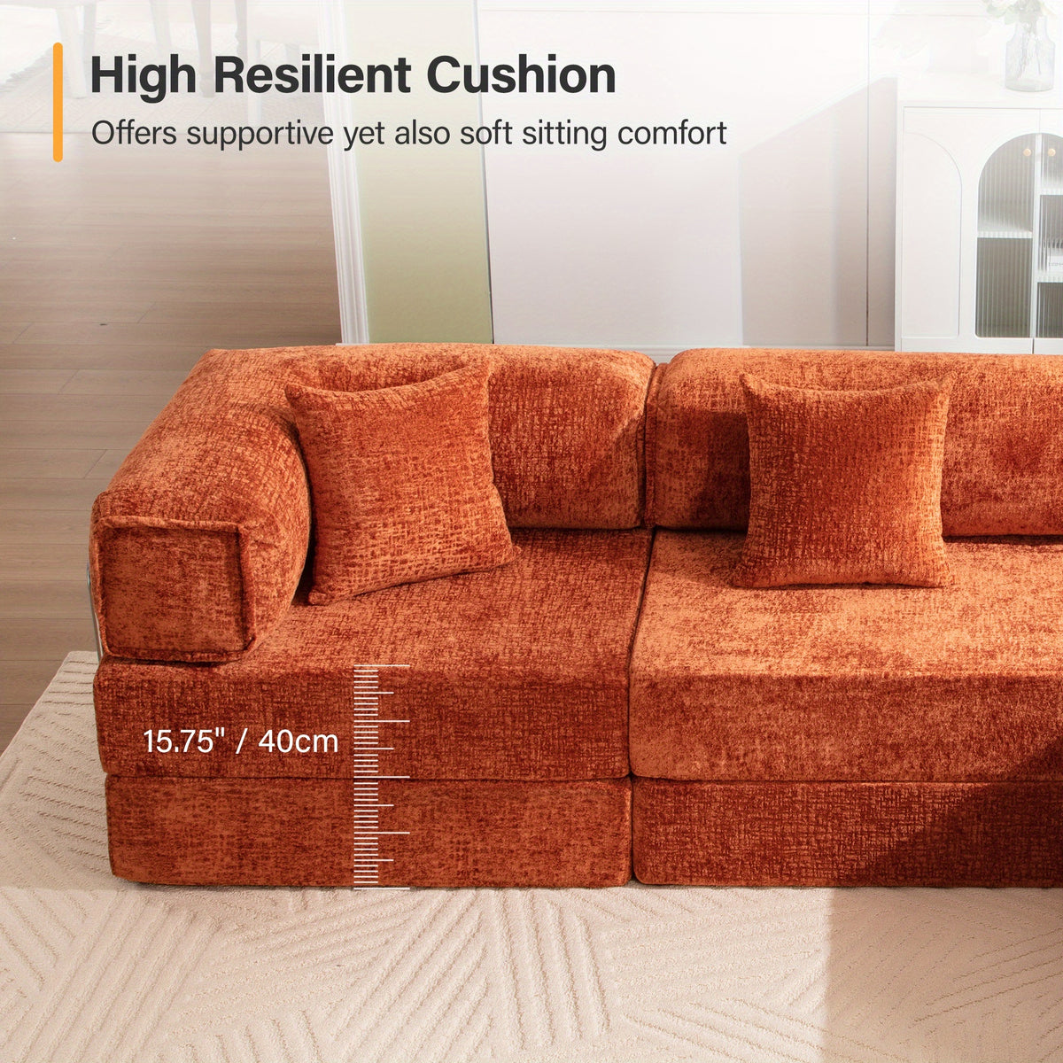 chenille oversized sleeper sofa couch, 170 inches extra long convertible 3-4 person pull-out sofa bed, sectional convertible corner sofa, combination spliced block sofa side table - furniture - Temu