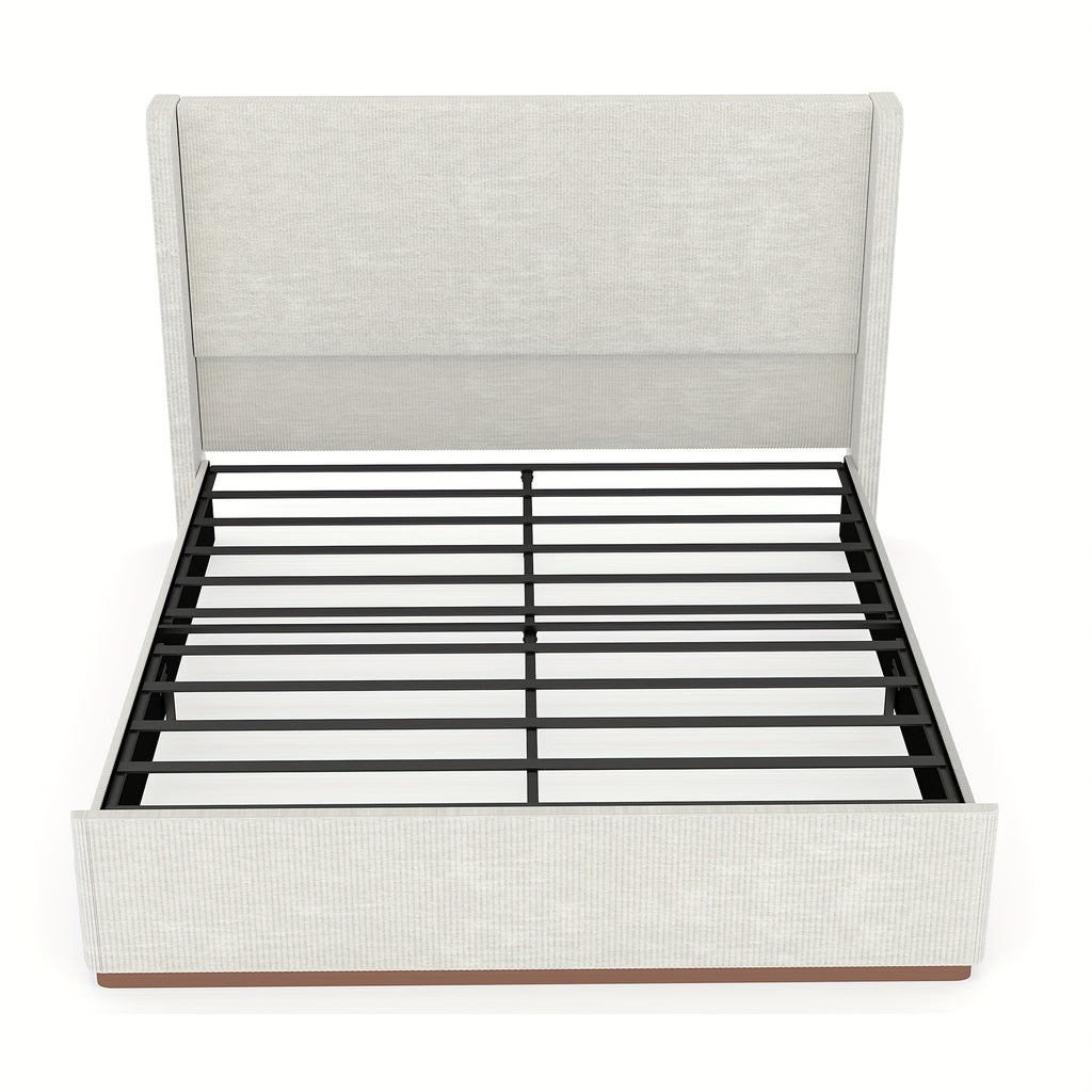 queen king size upholstered platform bed frame vertical - Temu