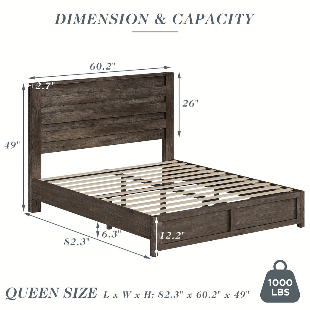 farmhouse bed frame featuring a 49 inch high - Temu