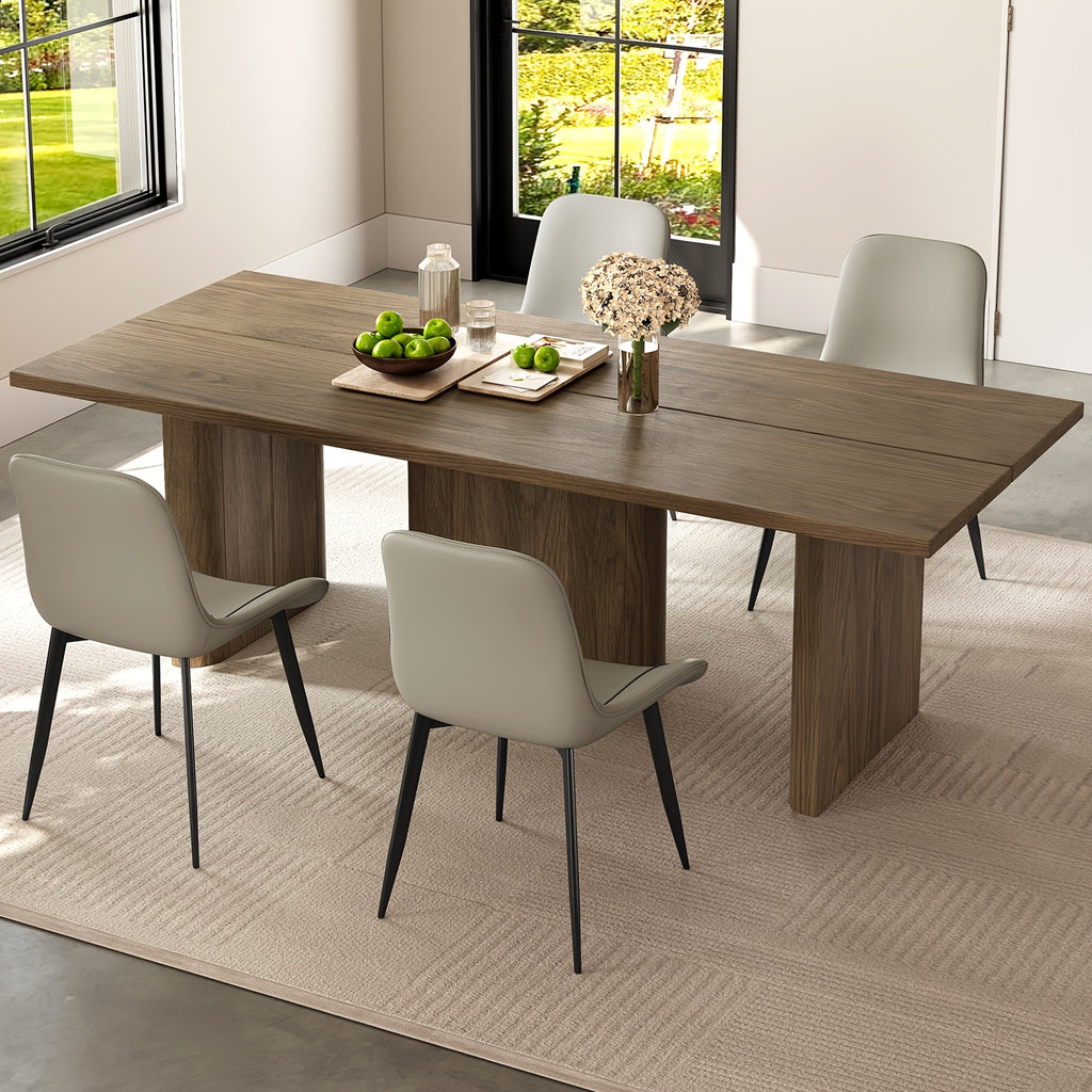 modern oak grain dining table set large tabletop stable 3d - Temu