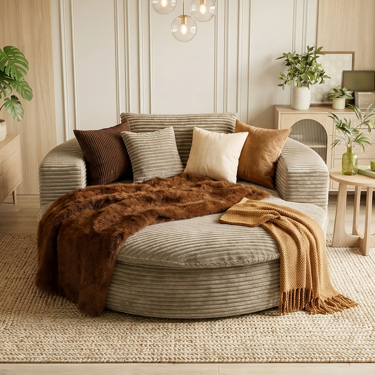 oversized round   lounge chaise extra wide corduroy - Temu