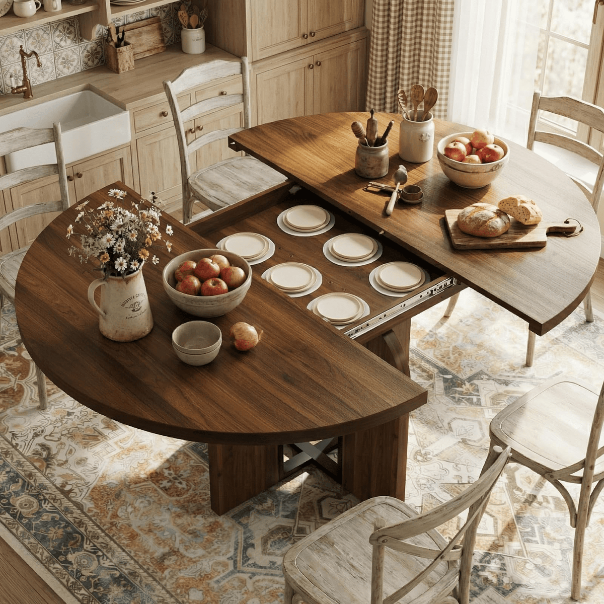 47 63 extendable round dining room table 4 8 farmhouse - Temu