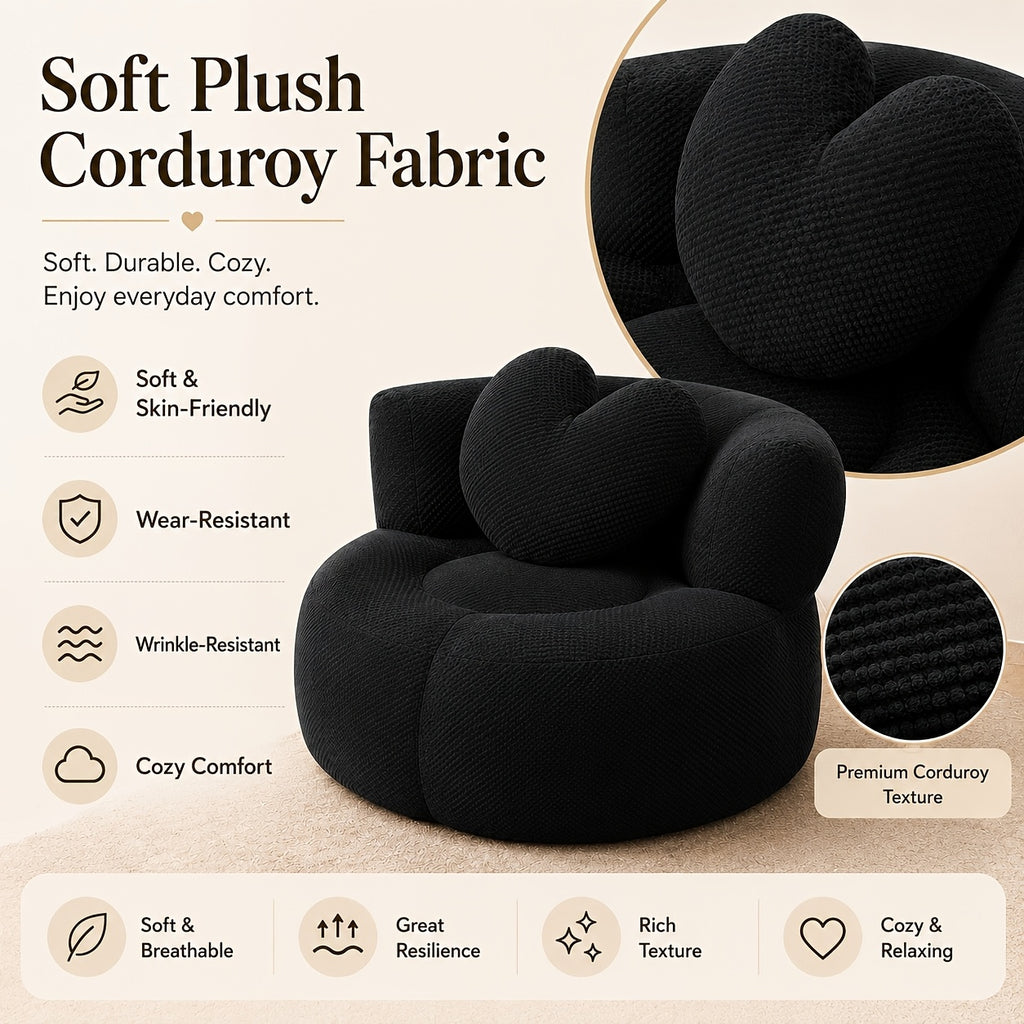 chaise lounge chair round heart shaped corduroy couch high - Temu