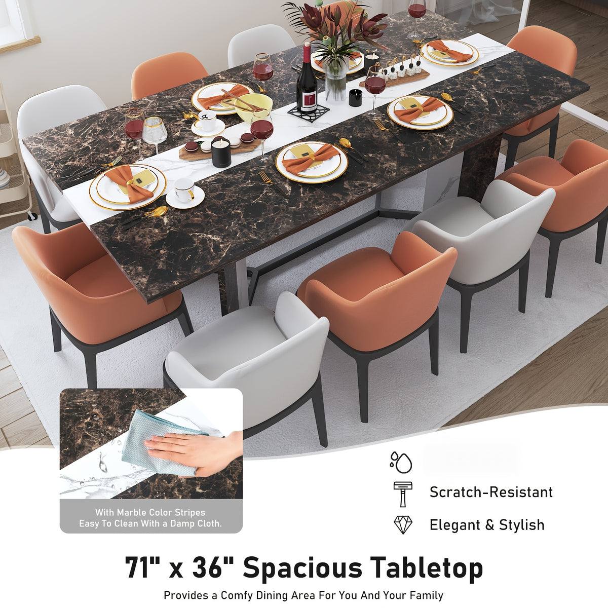 71 rectangle modern dining table office   room - Temu