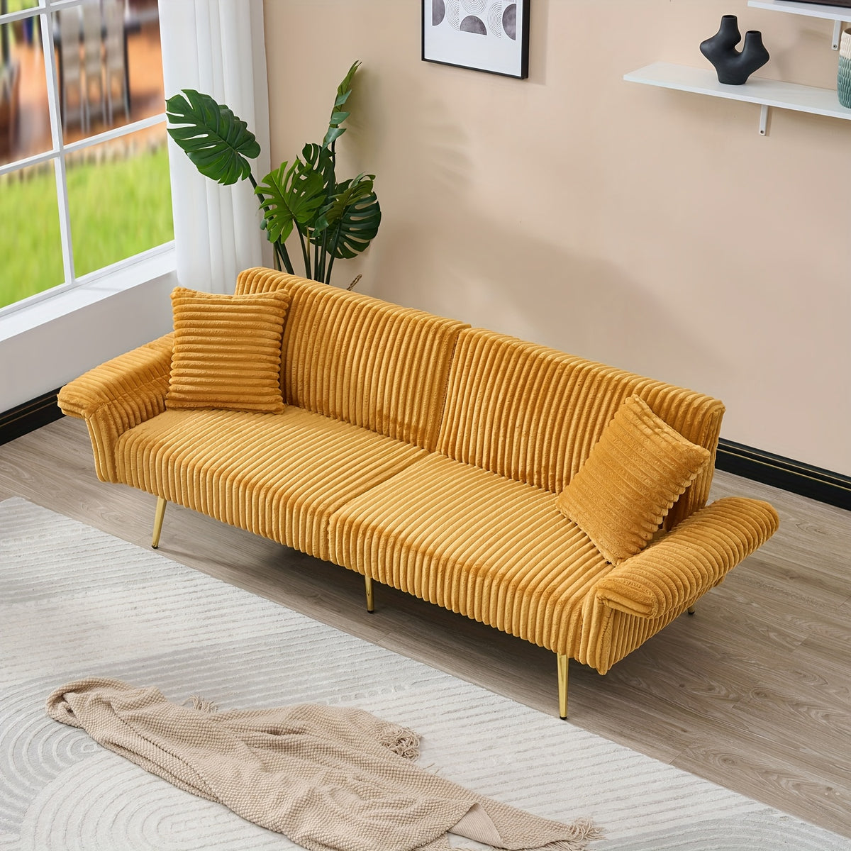 79 inch fleece foldable sofa bed foldable armrests suitable - Temu