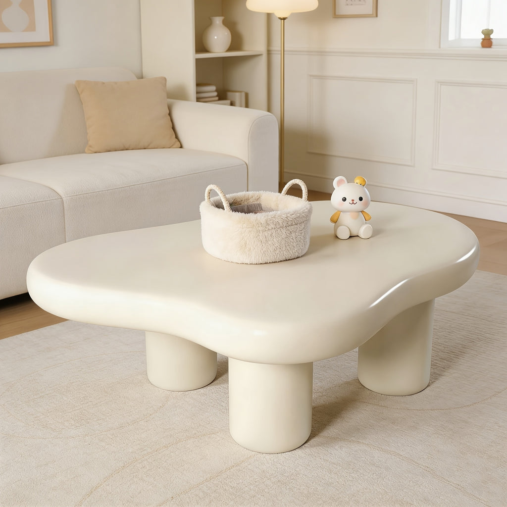 39 37   shaped coffee table 27 56 w cream irregular - Temu